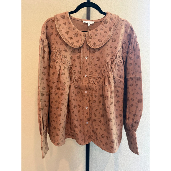 Easel Oversized Floral Print Button Down Shirt Size S - Picture 2 of 8